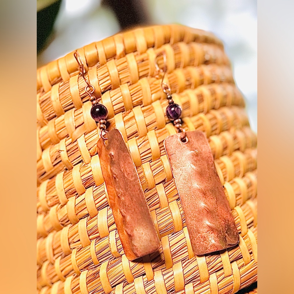 Copper & Amethyst Statement Drop Earrings